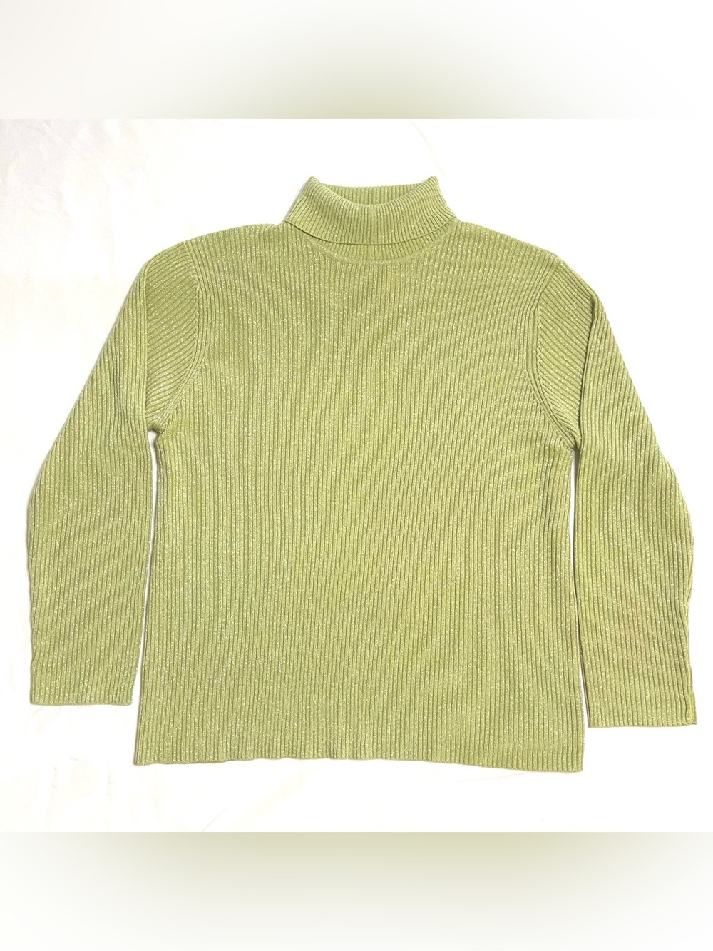 Women’s Turtle Neck Long Sleeve Ribbed Sweater Top by Susan Graver 2XL Green